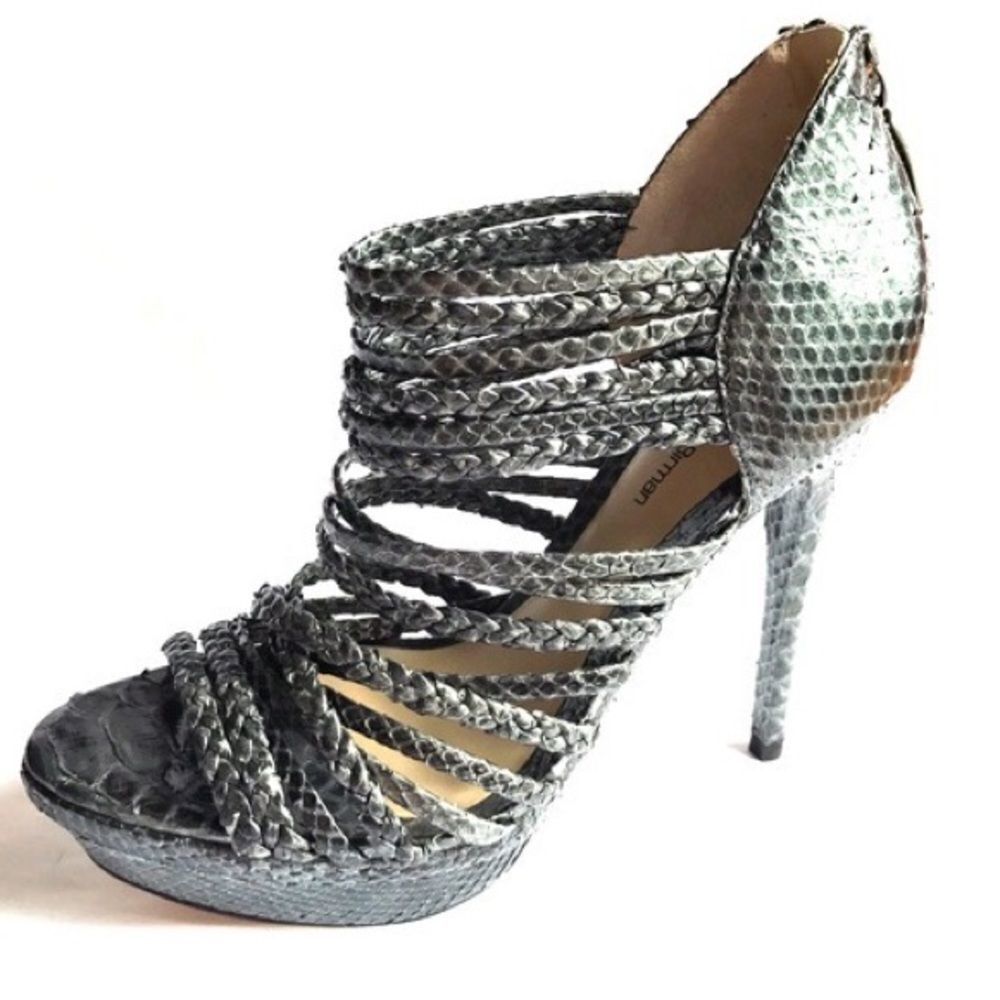 Alexandre Birman Python & Leather Platform Sandals - Picture 2 of 11